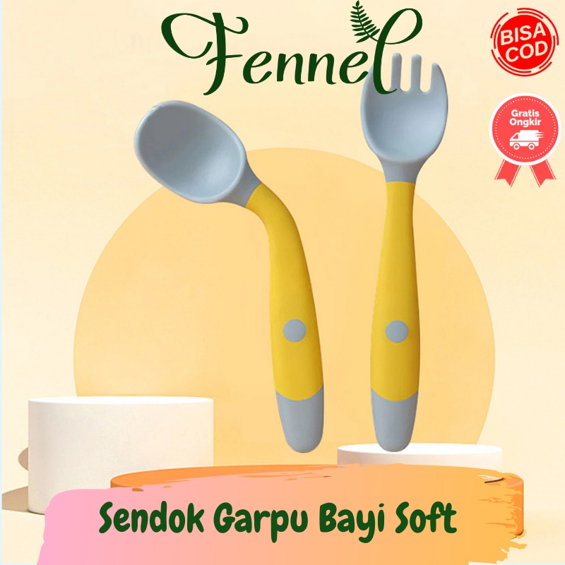 Sendok Garpu Bayi Lembut Soft Silicone Spoon LP712