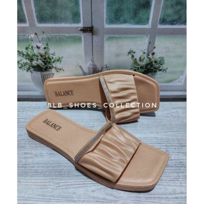 Sandal selop karet wanita Kerut Import Balance