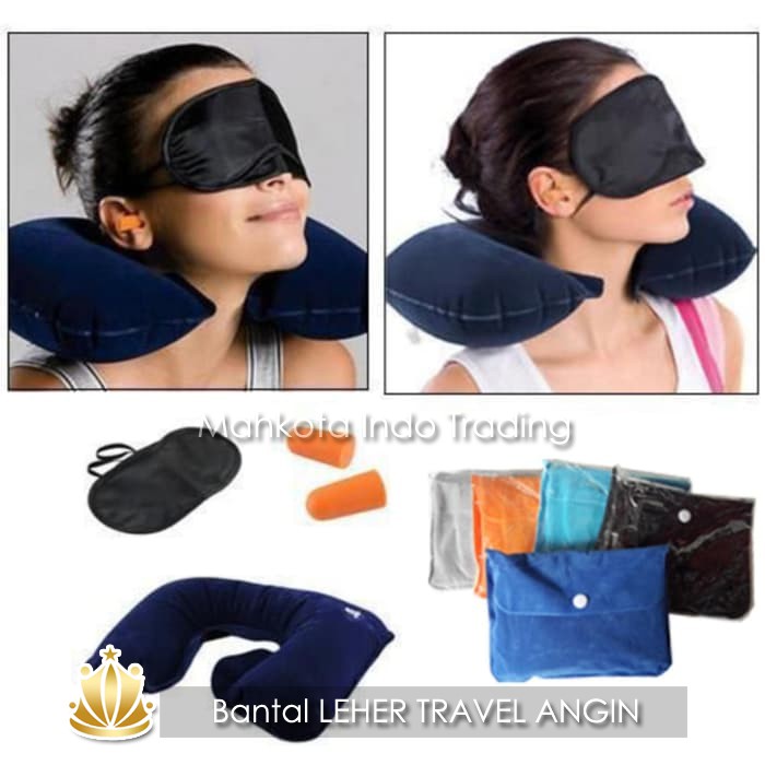 Bantal LEHER TRAVEL ANGIN Travel Pillow Set Penutup Mata Dan Telinga