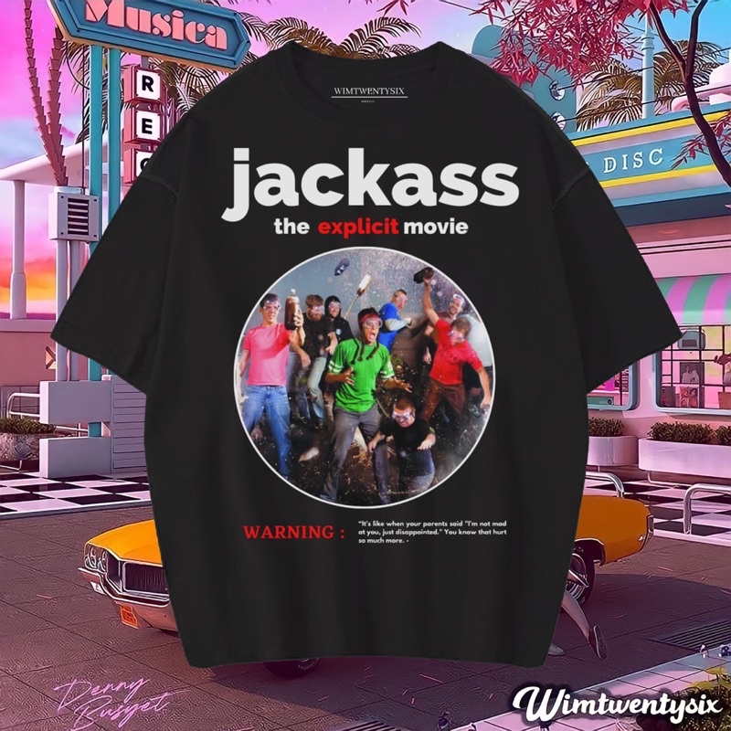 KAOS OVERSIZE JACKASS BAD BOY VINTAGE TEE ( OVERSIZE DARK GREY T-SHIRT )