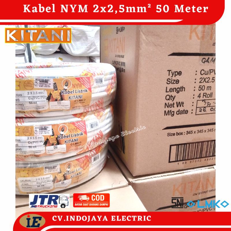 Kabel Listrik NYM 2x2,5 mm² Kitani Kabel Panjang 50 Meter Kabel Listrik Kawat