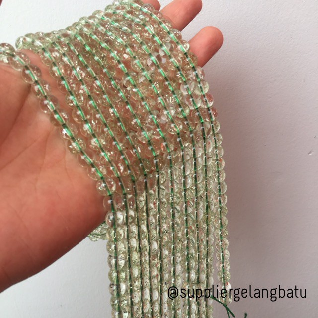 semi stone rutilated kuarsa quartz green 8mm hijau gelang kalung aksesoris craft beads supplier