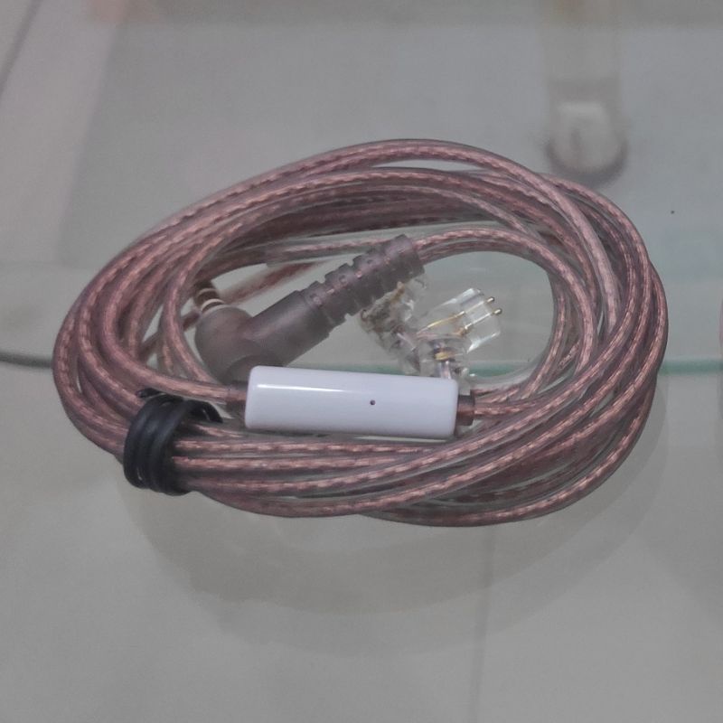 Kabel pengganti MIC KZ OFC bawaan iem earphones pin C kz edx pro kz zsn pro x cca ca4 kz dq6 trn mt1-NEW KZ pin C gelap