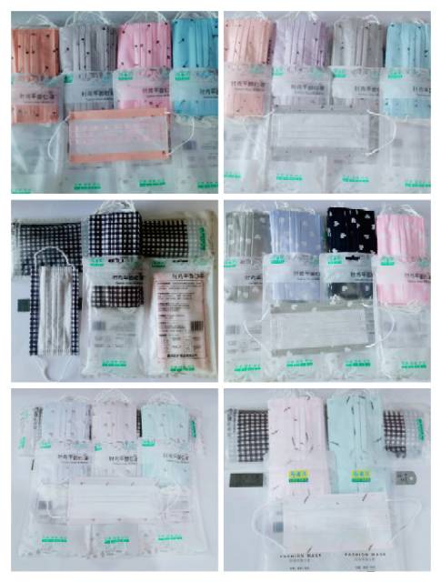 Masker import per PACK isi10pcs motif LUCU LUCU import fashion