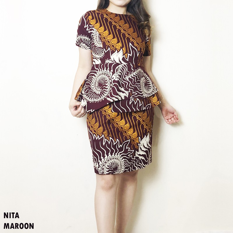 NITA DRESS SETELAN - Dress Batik Wanita Terusan Wanita