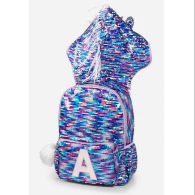 pastel unicorn flip sequin initial backpack