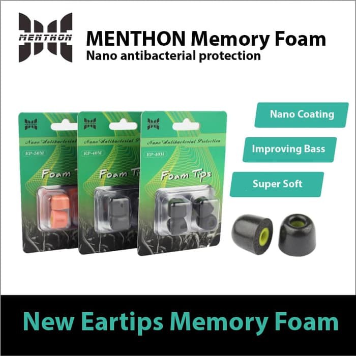 Menthon - EP40 - Memory Foam - Eartips - Nano Technology Coating