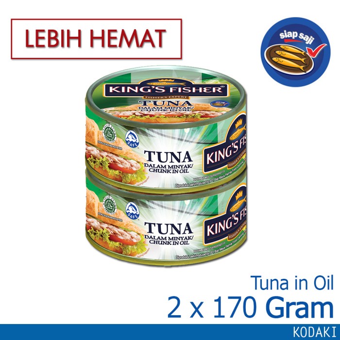 

sa2011aa Paket 2 Pcs King'S Fisher Tuna Kaleng Minyak Nabati Tuna In Oil 170 G Xa20X1