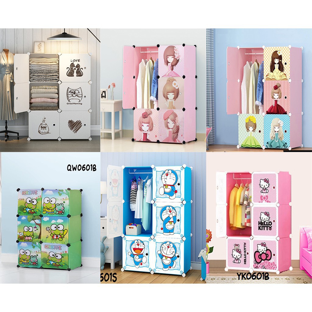 Lemari 6 Pintu/Lemari Doraemon/Lemari Portable 6 Susun