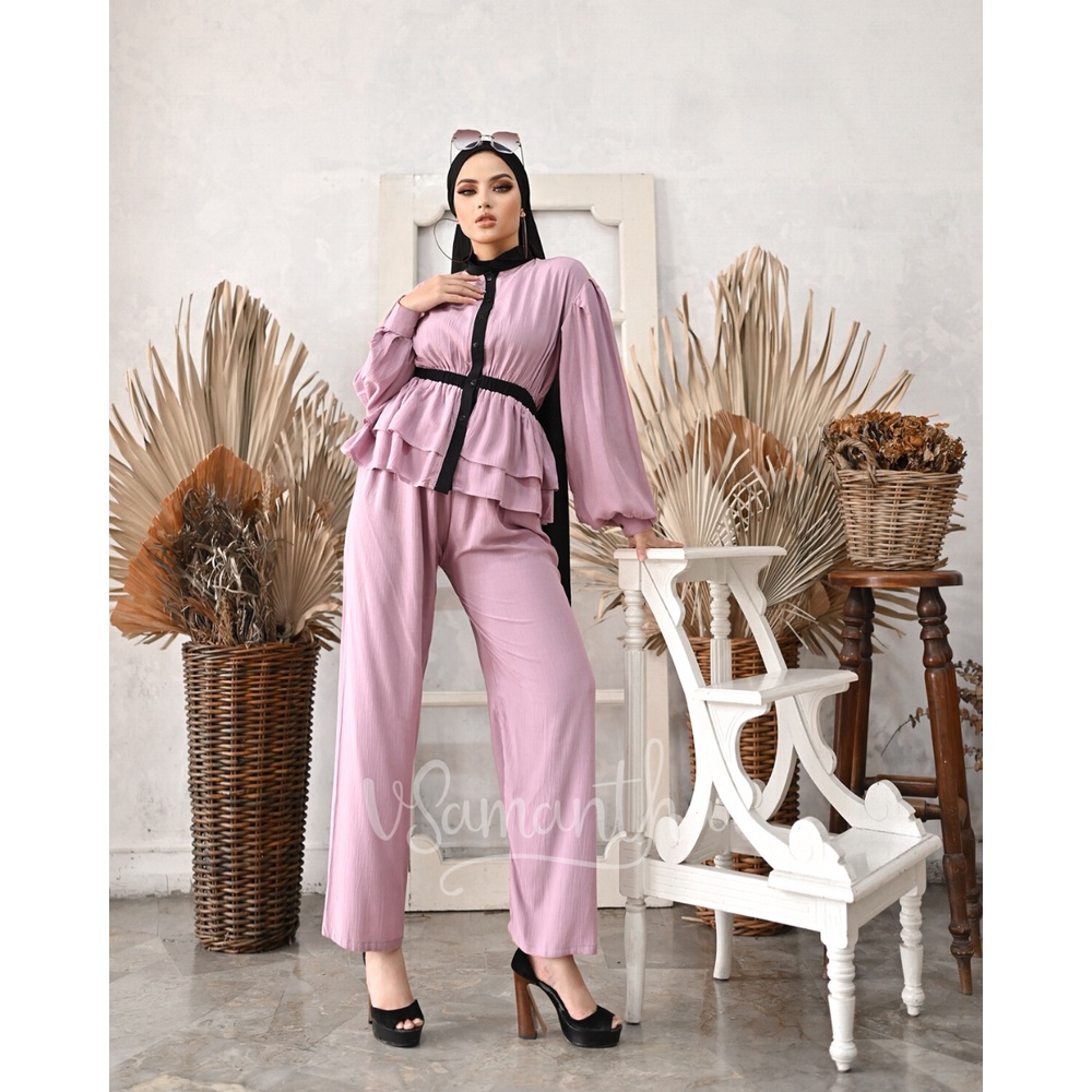 One Set Rayon Crinkle Premium Martha / Set Celana  Kekinian