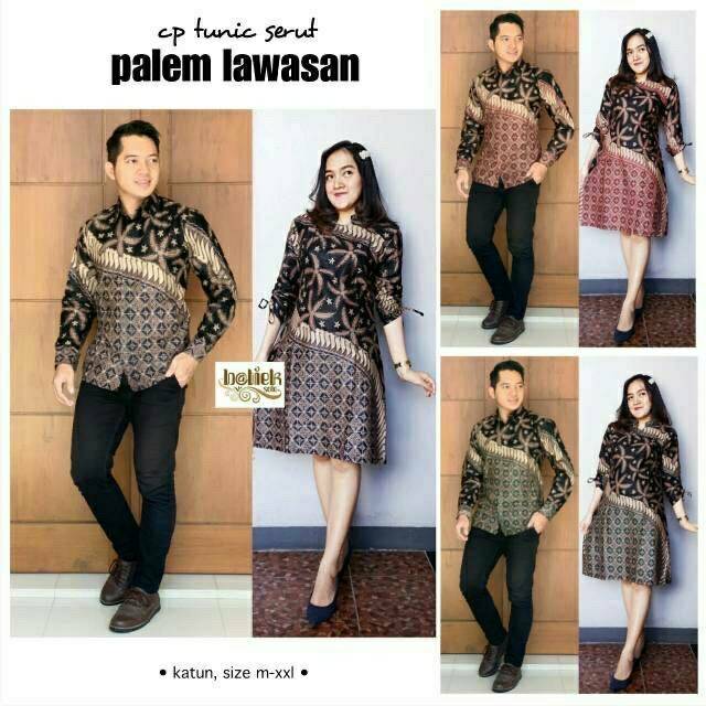 Grosir Couple Tunik Serut Palem Lawasan Baju Batik Sarimbit Pria Wanita Kondangan Kantoran Formal Katun g1nRoQTmd1zGmj