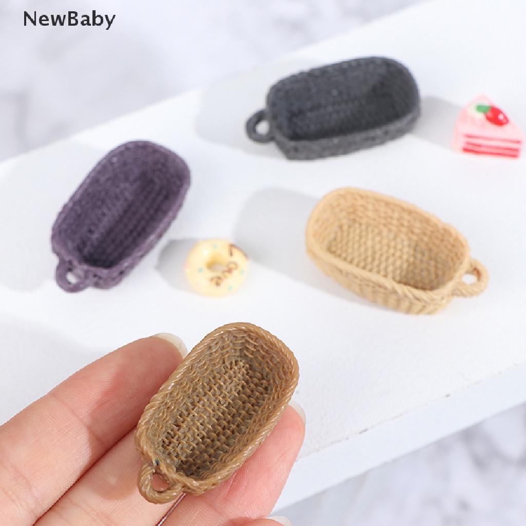 Newbaby Miniatur Keranjang Roti / Makanan Bahan Resin Skala 1: 12 Untuk Aksesoris Rumah Boneka