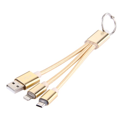 2 in 1 Portable 10cm Woven Style Metal Head 8pin &amp; Micro USB to USB