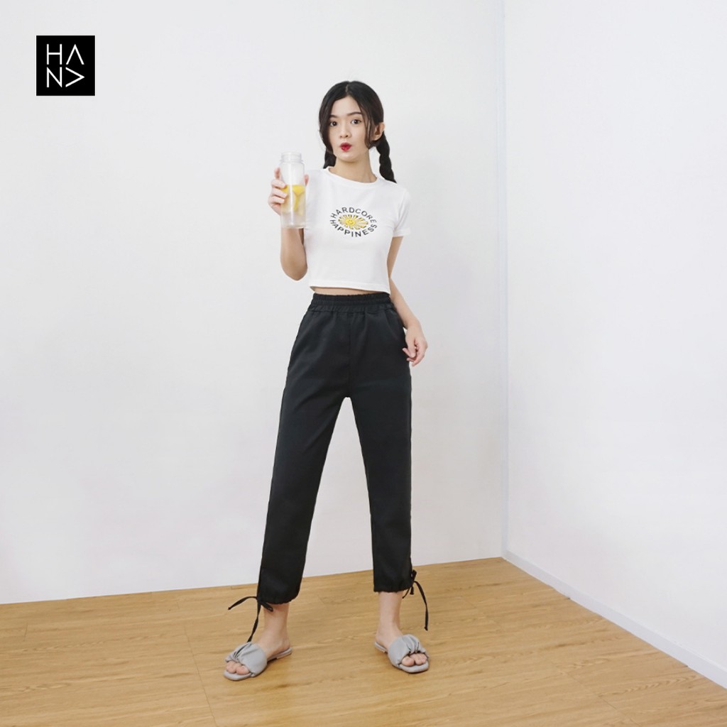 HanaFashion JKT - Hardcore Happiness Crop Top Kaos Crop Tee Lengan Pendek Wanita - CT047