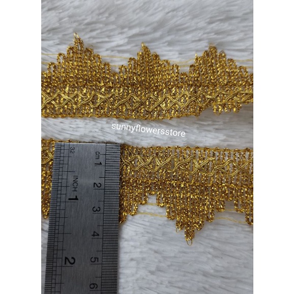 renda mahkota gold lebar 2,5 cm isi 17 yard