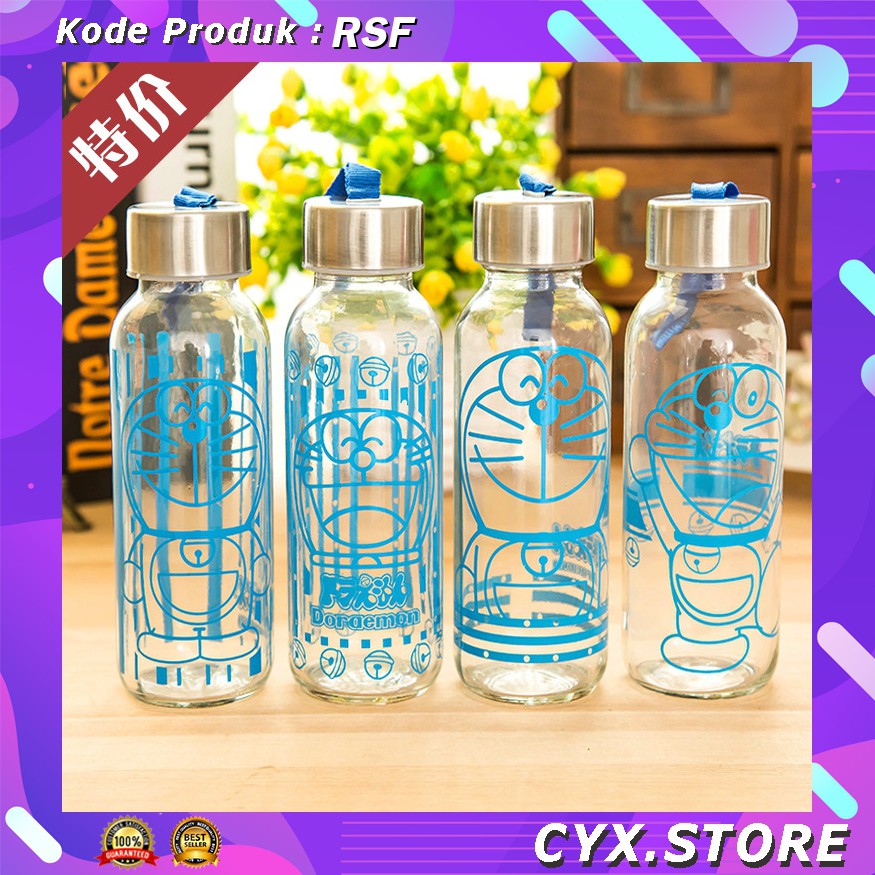 Gs8 Botol Minum kaca Sport 300 ml Desain Karakter Unik Creative Portable Sports Glass Water Bottles 300ml / Botol Minuman rsf Transparent Bymax-5