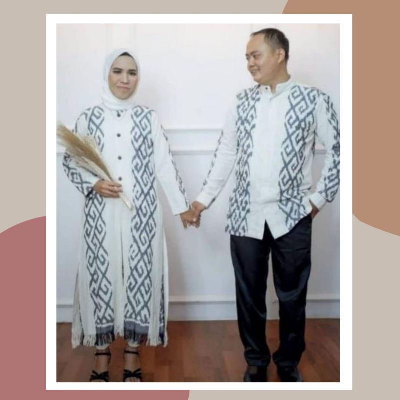 [ READY ] Set couple tenun - outer tenun - outer etnik - kemeja pria - kemeja tenun - set tenun