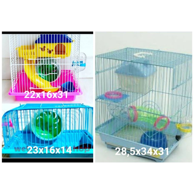 Kandang hamster tingkat susun hamster gerbil jeruji besi set lengkap