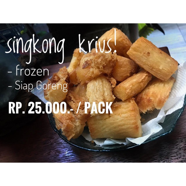 

Frozen singkong . sudah di bumbuin, tinggal di goreng / kukus dan siap di makan . jaminan enak!!