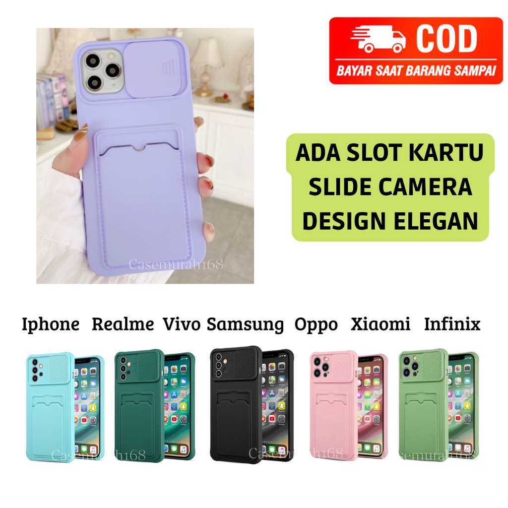 SOFT CASE MACARON SLIDE CAMERA + SLOT CARD HOLDER OPPO A7/A5S/A12/A11K/F9/F9 PRO/A15/A15S/CASE MURAH