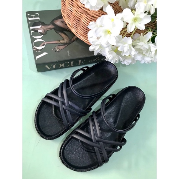 Sandal Slop Gladiator Lokal Boloni ANDIN BEST SELLER TERMURAH-Hitam