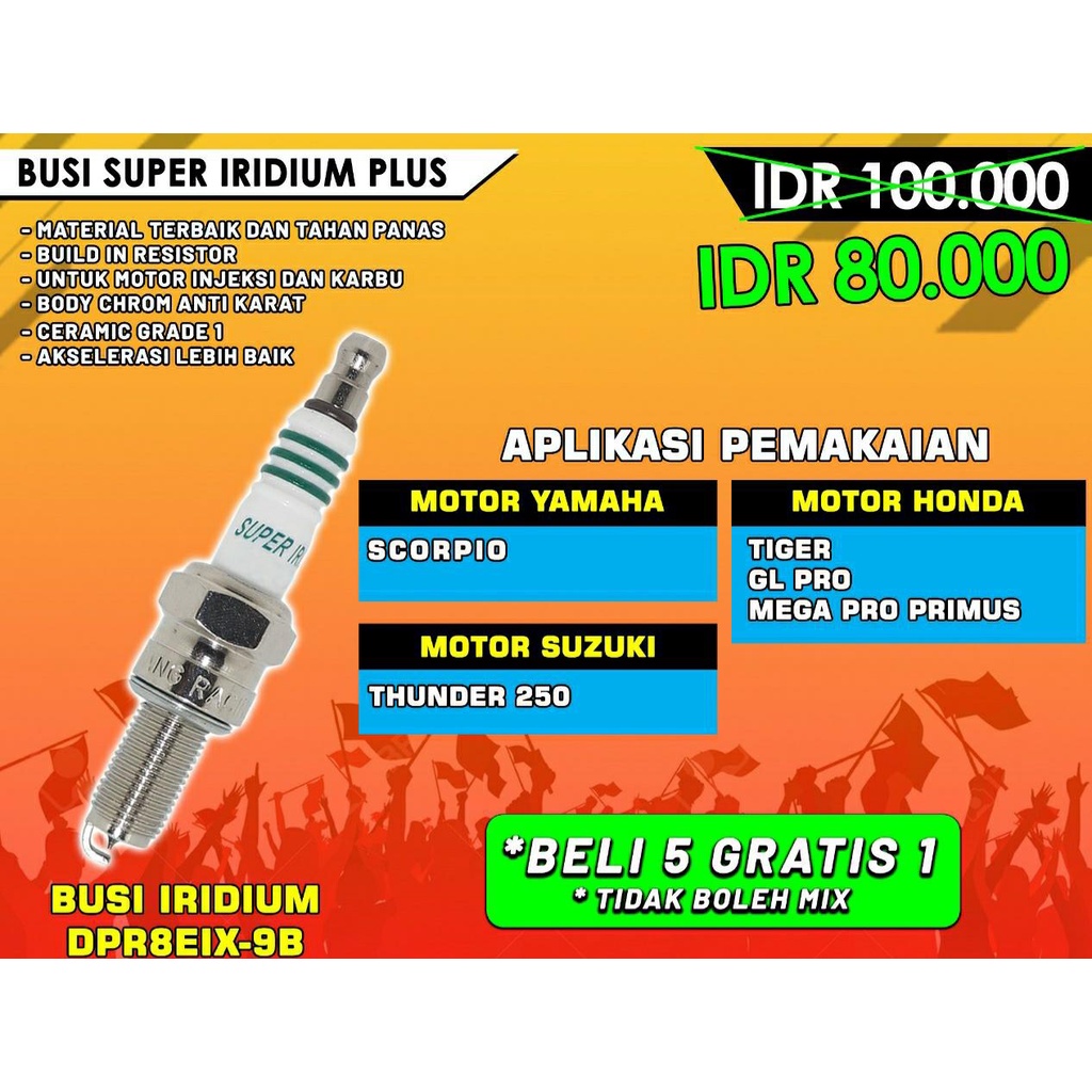 Jual Busi Super Iridium Plus Brt Dpr Eix B Tiger Gl Pro Mega Pro