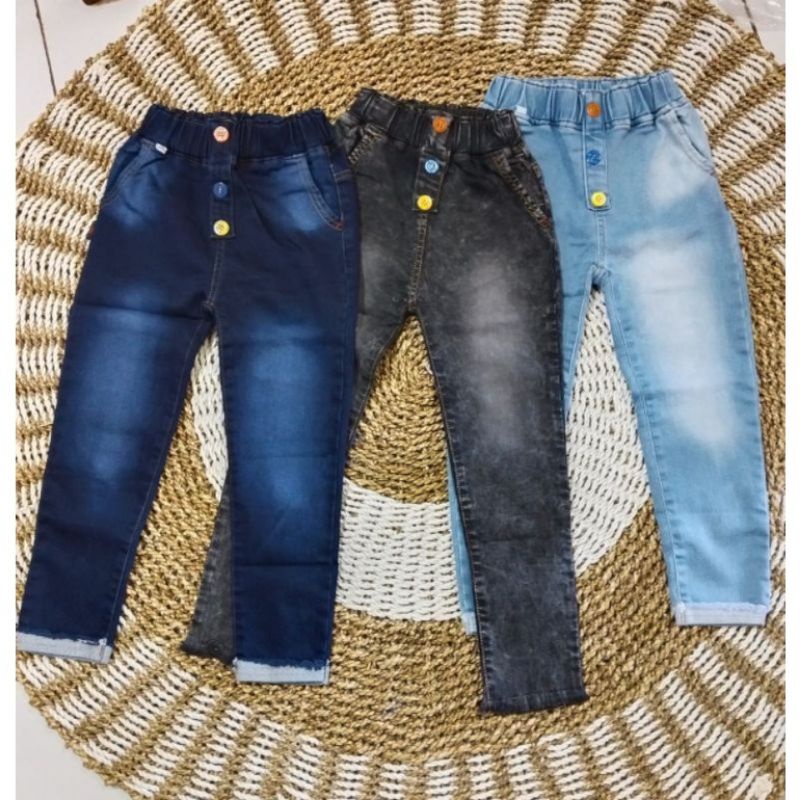 celana jeans anak2-11 tahun bahan jeans tebal/variasi kancing