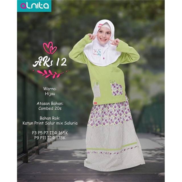 SET ATAS+BAWAH BAJU MUSLIM ANAK ALNITA KIDS AKS 12