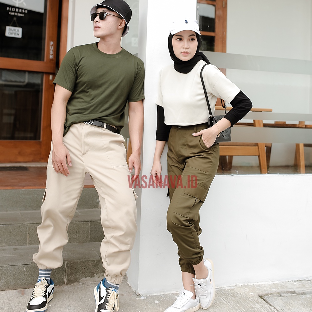 STACIE PANTS POCKET BIG SIZE M-XXXXL |  CELANA PANJANG CARGO HIGHWAIST PRIA WANITA | CELANA KARGO UNISEX