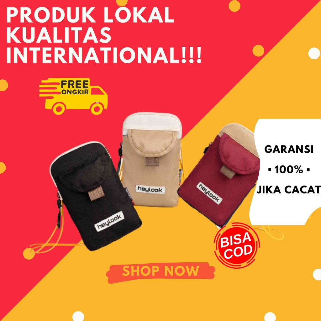 Tas Gantung Leher Pria Wanita Sling Phone Bag Pouch HP Dompet Dan Uang Premium Original Terbaru