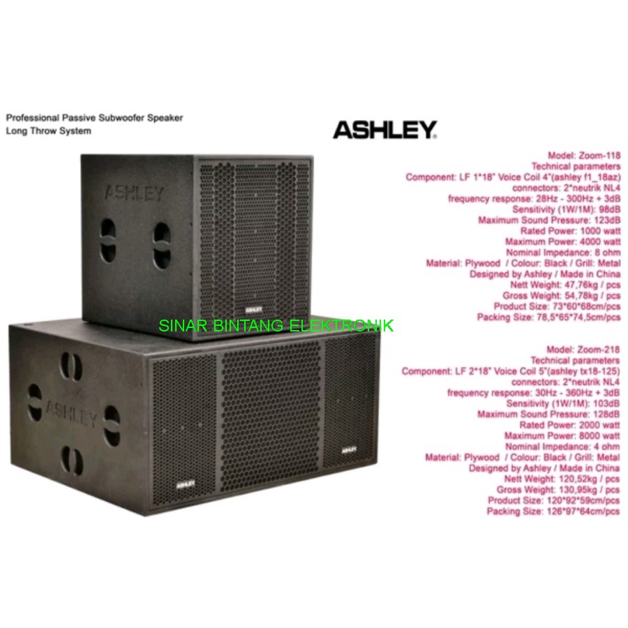 SubWoofer Pasif 18 Inch Ashley Zoom118 Zoom 118 Original