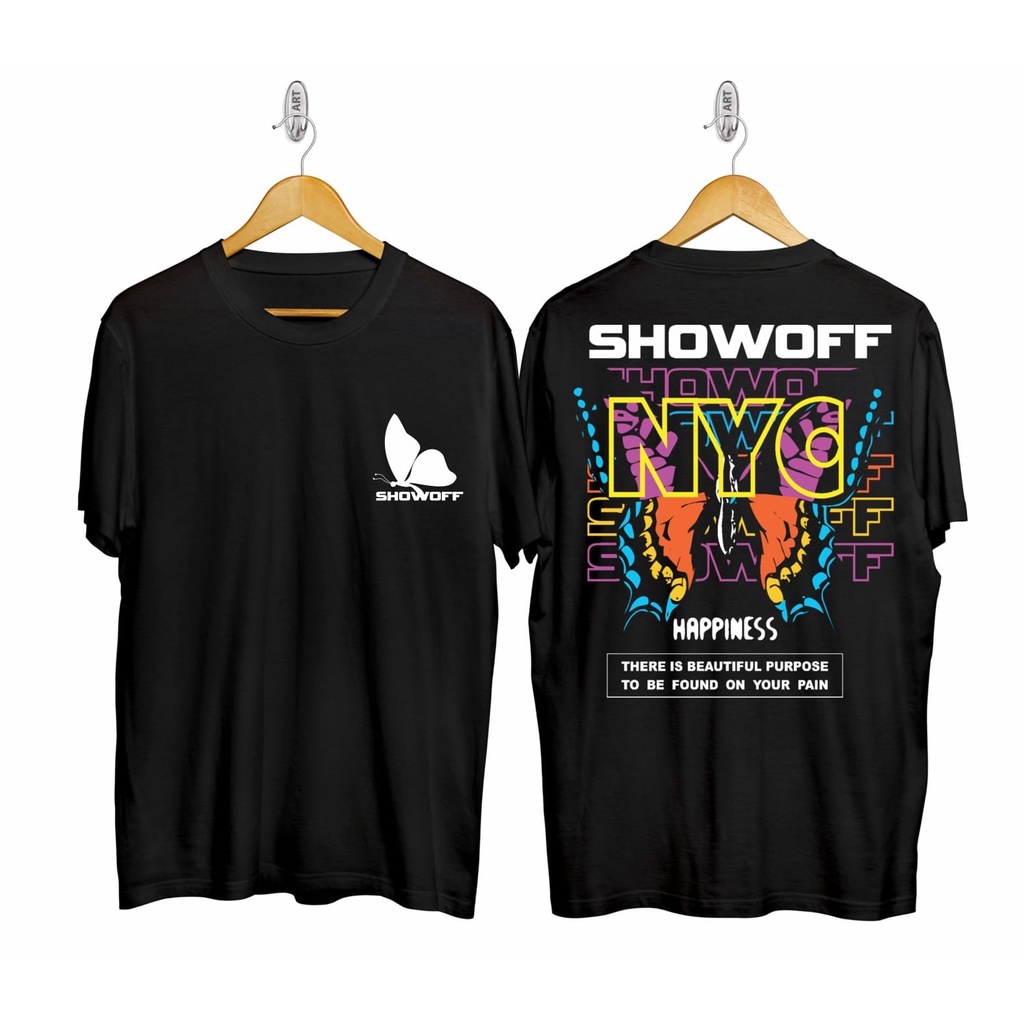 KAOS T-SHIRT PRIA KAOS BUTTERFLY SHOWOFF KAOS MOTIF KUPU KUPU KAOS DISTRO PRIA KAOS KEREN KAOS TERMU