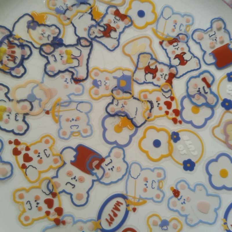 

Stiker Transparan Motif Bear / PET / Stiker Anti Air Untuk Scrapbook / Jurnal / Diary / Laptop / Hp