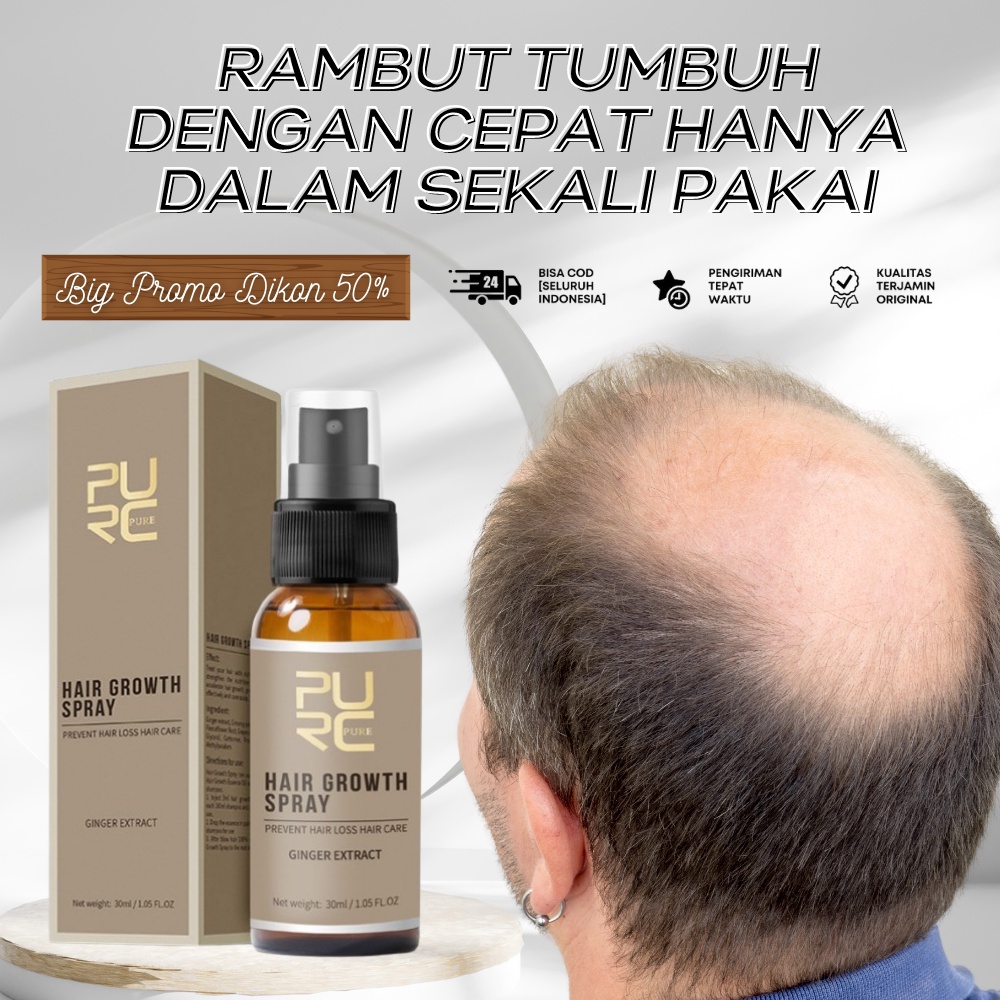ORIGINAL PURC prevent hair loss hair growth essence oil spray 30ml serum penumbuh rambut