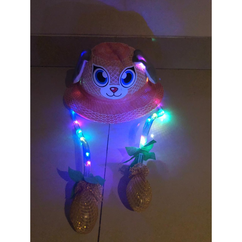 Topi Bulat Dancing Goyang Kuping Korea Import LED Topi Bunny Hat Dance Lucu Telinga Gerak