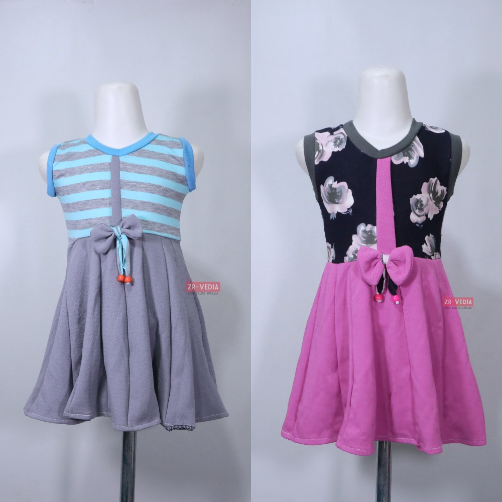 Dress Nabila Uk 3-4 Tahun / Dres Anak Perempuan Motif Murah Casual Pesta Baju Yukensi Cewek Adem