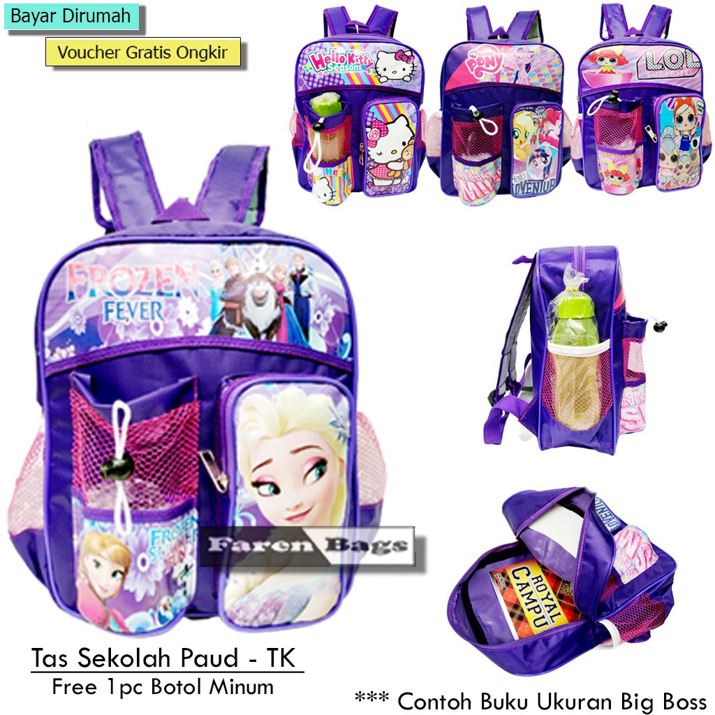 [Paket] Set Lengkap Anak TK (Tas+Botol+Set alat tulis) Tas Sekolah Anak TK Tas Anak PG