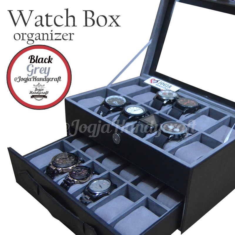 Kotak Jam Tangan Isi 24 Black Grey