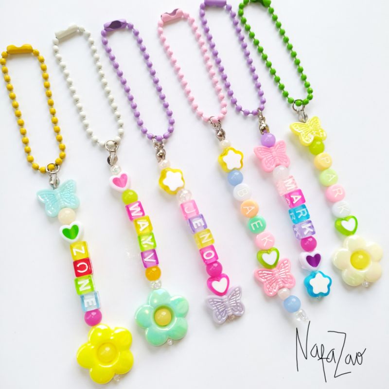 Beads keychain manik custom /  keyring gantungan handphone /phone hook phone strap / gantungan kunci