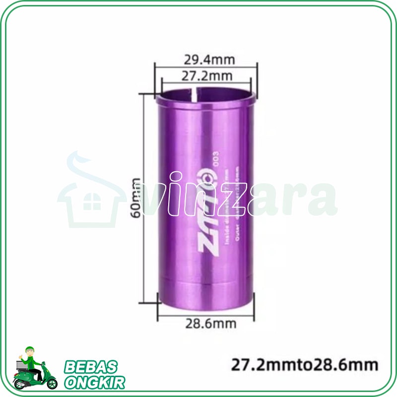 ADAPTOR SEATPOST 28.6 mm TO 27.2 SLEEVE  ADAPTER SEATTUBE  28 6 KE 27 2 MUQZI anti slip bahan alloy 