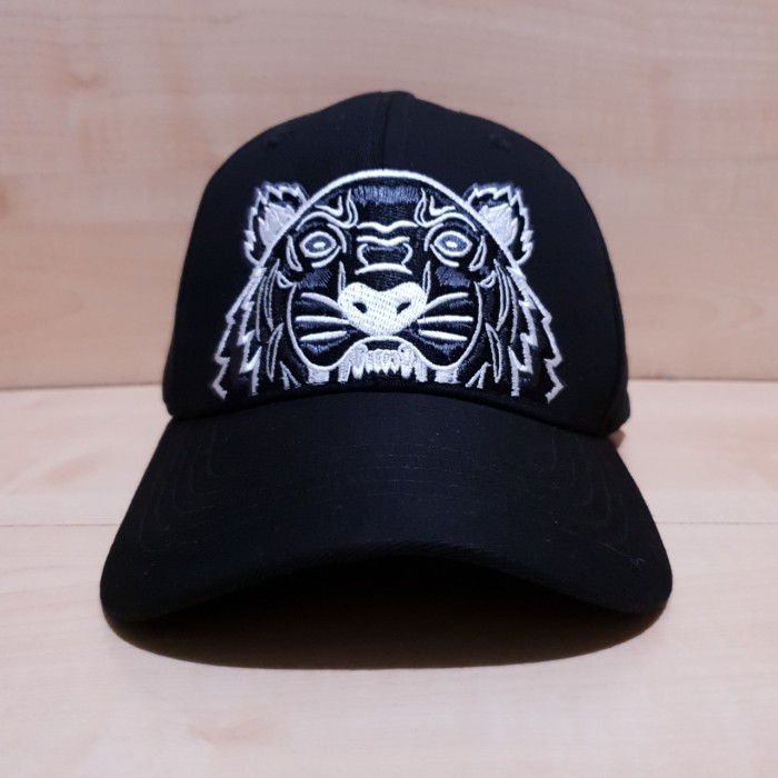 TOPI POLO CAPS KENZO TIGER LOGO GRAYSCALE BLACK