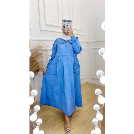 Baju Gamis Dewasa Jeans Jins Denim Wanita Terbaru