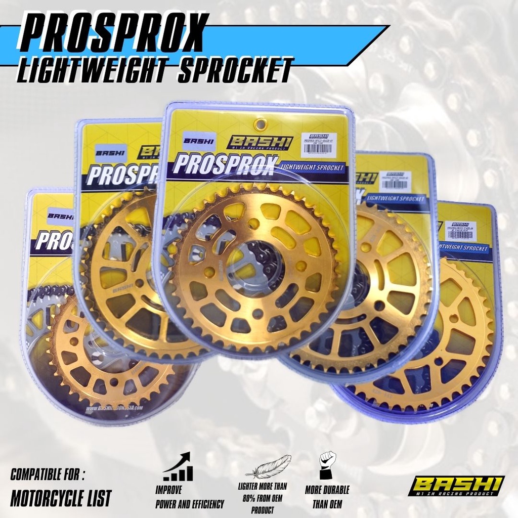 Gear belakang 428H yamaha jupiter vega zr force 1 BASHI PROSPROX lighweight rear sprocket racing ringan