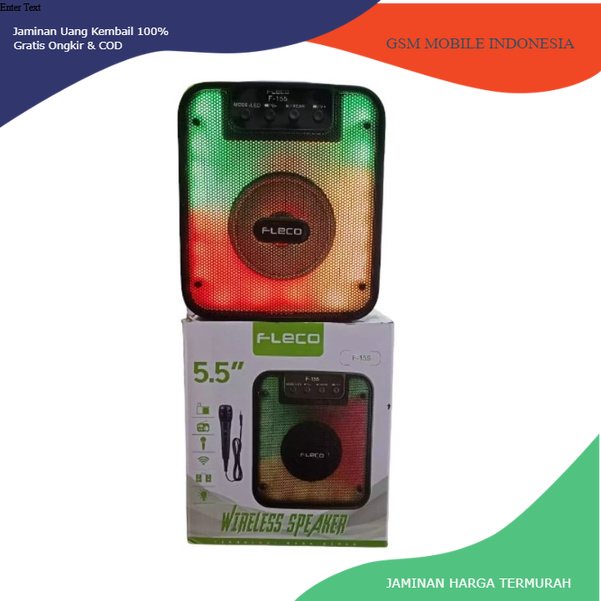 FLECO X-Bass Speaker Bluetooth fleco F-155 Super Bass,FM Radio, Support Mic, MMC, USB, AUX