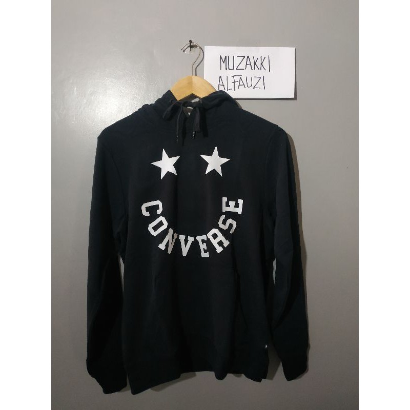 jaket Hoodie Converse Smile black original