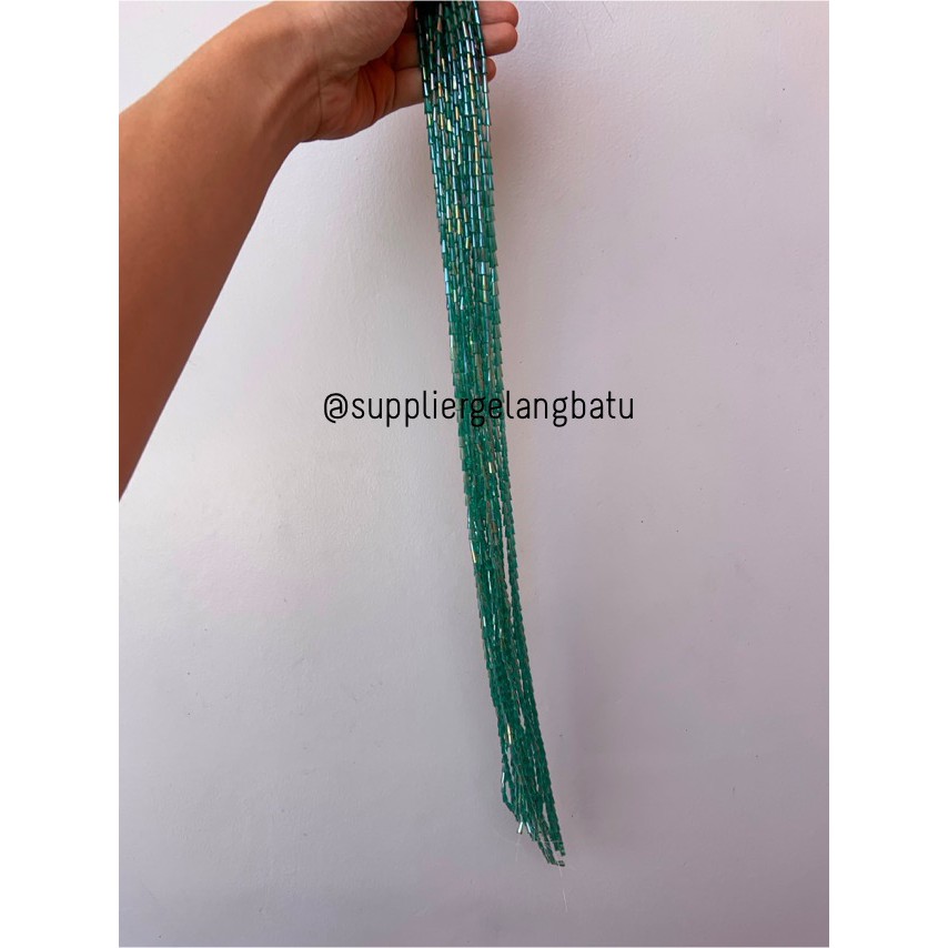 kristal terompet 8 x 4mm green metallic hijau bahan jahit mote PAGODA