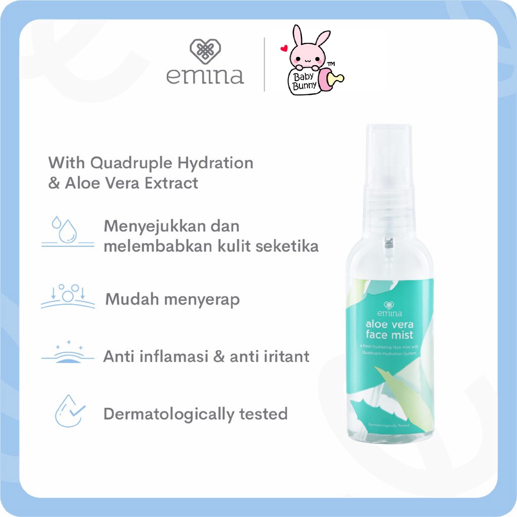 ❤ BELIA ❤ EMINA Aloe Vera Series Gel &amp; Face Mist 60mL | emina lidah buaya gel pelembab spray wajah