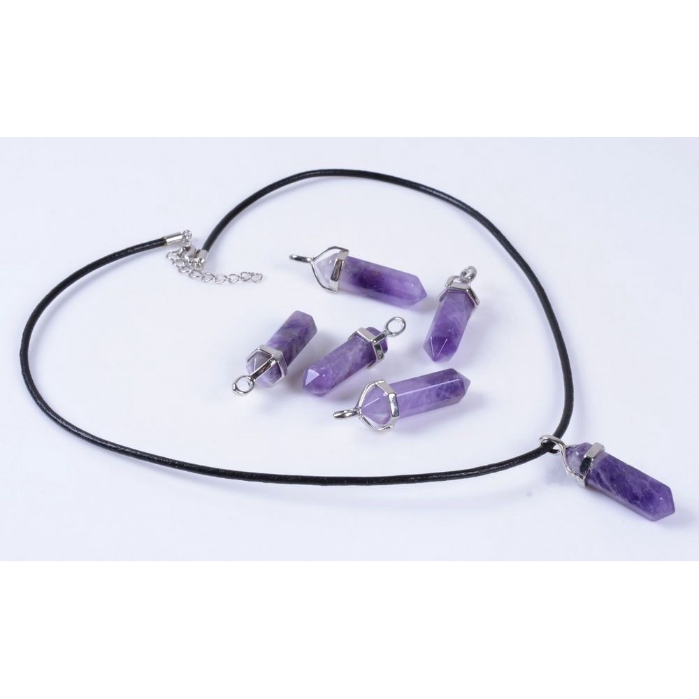 Chakra Titik Penyembuhan Gaya Etnik Kalung Berlian Batu Permata Fashion Kuarsa Kristal Batu Kolom Liontin Kristal Alami Hexagonal