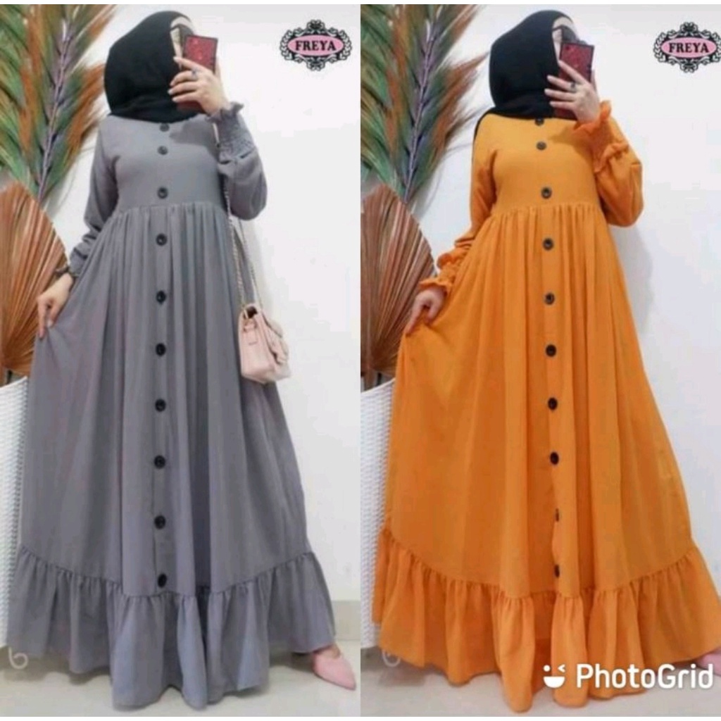 Gamis Alesha / Gamis Malaysia Terbaru Size Jumbo Bahan Crepe Premium Adem / Gamis Muslim Polos Remaja Dewasa Style Casual Size Zumbo-3