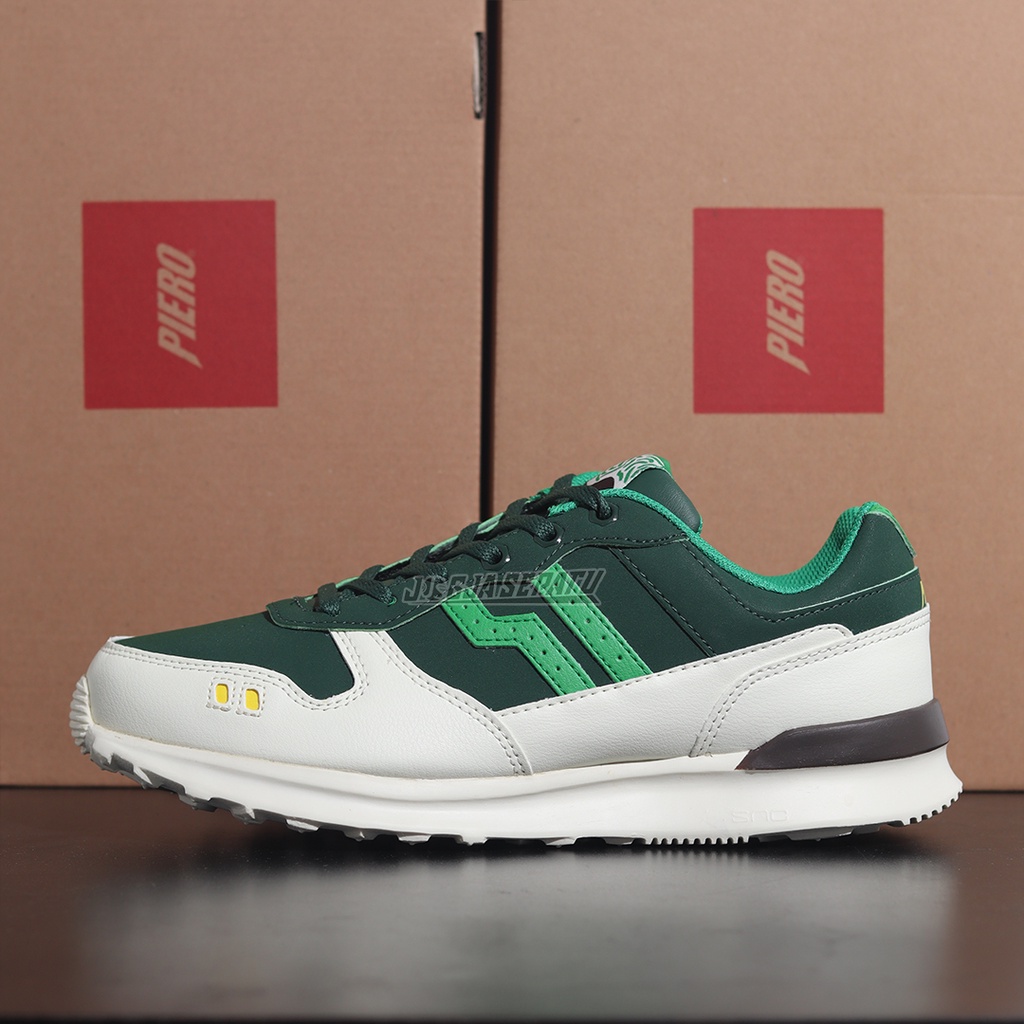 Piero Sepatu Sneakers Jogger “CENDOL” – Dk Green/Cream/Lt Green